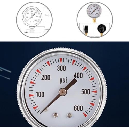 Good Hardness Two Color Dial 600PSI Bottom Entry Accurate Hydraulic Oil Water Pressure Gauge for Air Tank