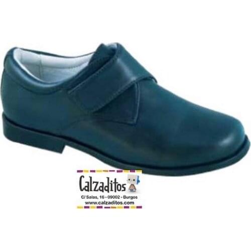 Childrens communion shoes in leather with velcro in navy blue for boy, from D baby high collection
