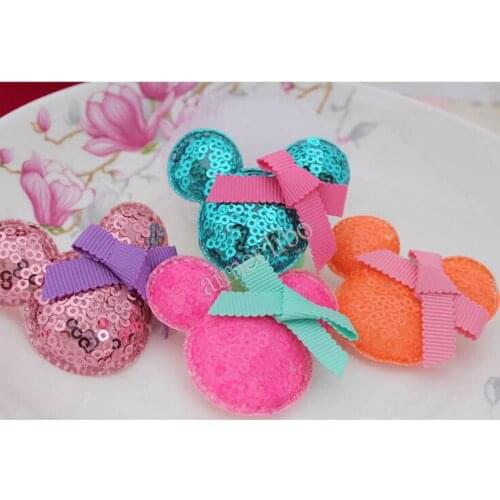 Free Shipping Diy Child Hair Accessory Cartoon Sequined Mickey With Bow Gift Clothes Bags Decoration Material