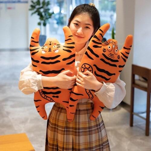 Home decoration tiger stuff Plush pillow Children toys gift hand painted pattern animal Tiger Plush pillow back cushion