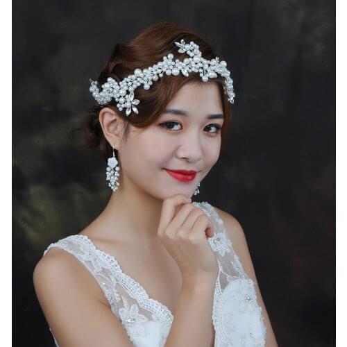 HP186 Pearl Bridal Headwear Wedding Hair Accessories Rhinestone Headpieces Tiara for Bride Wedding Accessory Women Jewelry Gift