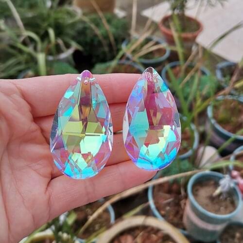 2pcs Faceted Crystal SunCatcher Chandelier Prism Glass Hanging Pendant AB Color Rainbow Maker Home Window Wedding Decor Ornament