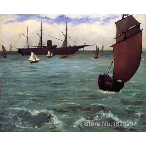 Art Painting by Edouard Manet Fishing boat coming in before the wind (The Kearsarge in Boulogne) High Quality Hand painted