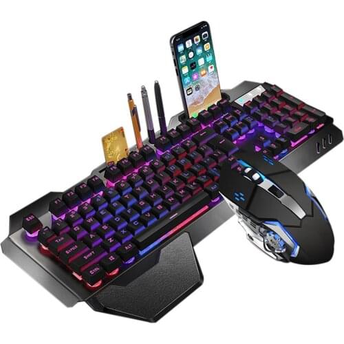 Gaming Keyboard Mouse Set Chargable Wireless Keyboard With Colorful Lights Mouse With 4 Adjustable DPI EM88