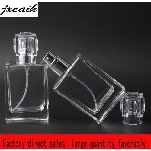 Jxcaih 1 Pcs 30Ml Clear Glass Pperfume Spray Bottle, 50Ml Refillable Cosmetic Container