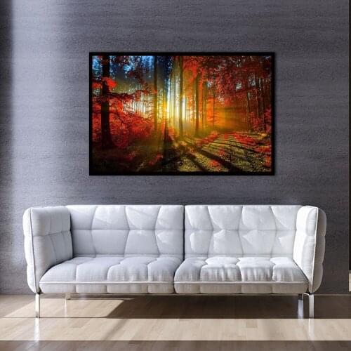 XX3020 modern decorative canvas art beautiful Maple forest sunshine scenery landscape canvas pictures oil art painting for home