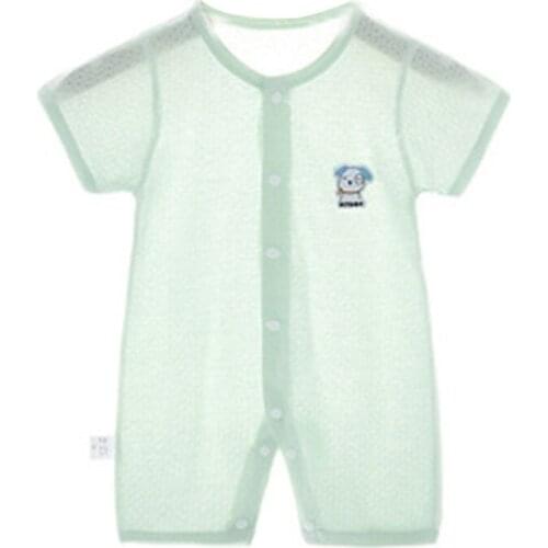 Newborn Infant Baby Short Sleeve Onesies Summer Button Down Solid Color Jumpsuit Overall Toddler Cartoon Dog Casual Pajamas