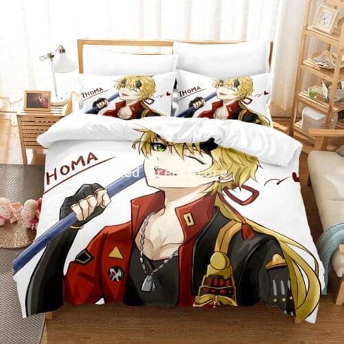 Genshin Impact Cartoon Bedding Set Video Game Kids 3d Duvet Cover Set Comforter Bed Linen Home Decor 2/3pcs Bedclothes Twin Size