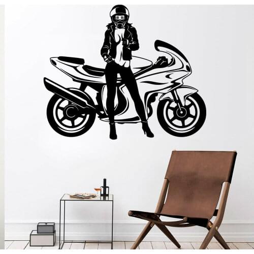 Cool Motorcycle Wall Decals Raincoat Sexy Women Wall Sticker Home Decoration Accessories For Living Room Office Window Z288