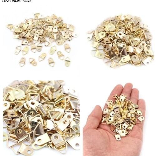 100 Pieces Golden Triangle D-Ring Hanging Picture oil Painting Mirror Frame Hooks Hangers Wholesale