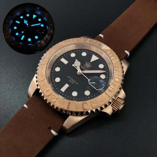 STEELDIVE men dive watch,mens automatic mechanical watches bronze mens wristwatches 20ATM waterproof Switzerland luminous clock