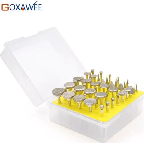 GOXAWEE Dremel Accessories 3mm Shank Diamond Grinding Burr Drill Bits Sets For Dremel Rotary Tools Grinding Head Abrasive Tool