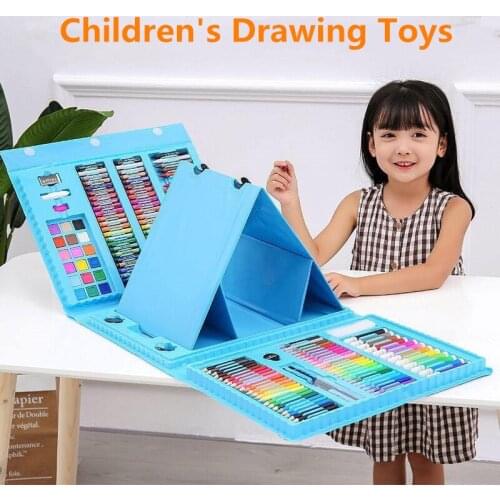 208PCS Colored Pencil Artist Kit Childrens Diy Toys Painting Crayon Marker Pen Brush Drawing Tools Set Kindergarten Supplies