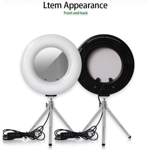 4 in 1 Desktop Cosmetic Live Lamp 9 Inch LED Ring Light USB 8W 3000-5700k Dimmable Lighting for Photography Makeup Light