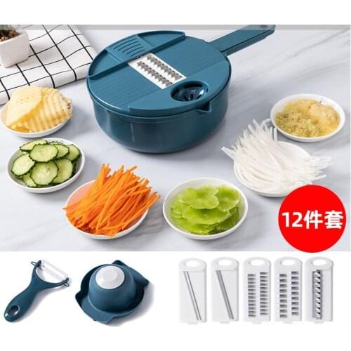 12sets Multifunction Vegetables Cutter kitchen Stainless Blade Grater Round Mandoline Slicer Potato Slicer Kitchen Gadgets