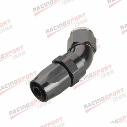 Uninterrupted flow SWIVEL 45 Degree -8AN -8 AN 8AN AN8 HOSE END black