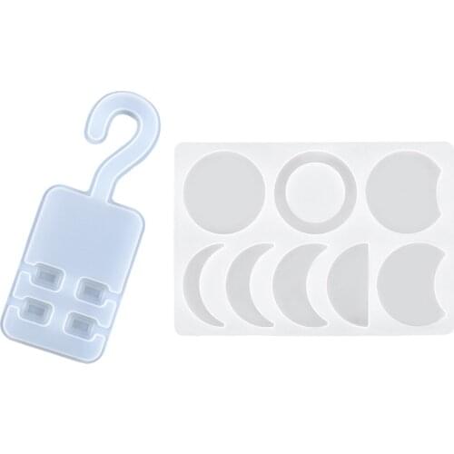 DIY Crystal Epoxy Mold Hanger, Car Multifunctional Hook Silicone Mold & Moon Phase Pendant Resin Molds