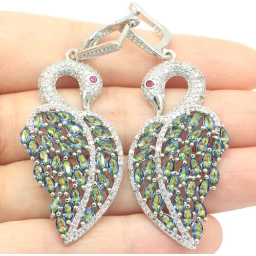 51x23mm Delicate Fine Cut Dazzling Created Dark London Blue Topaz For Sister Daily Wear Silver Earrings