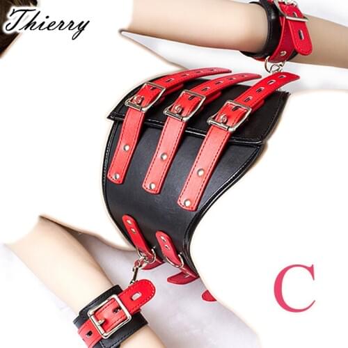 Thierry adult game Ultimate Lockdown Leather Cincher Body Harness Corset exposed breast Arm cuffs Bondage Restraint sex toys