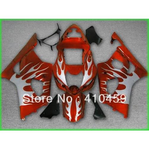 Top-grade Fairing kit for SUZUKI GSXR1000 GSX-R1000 GSXR 1000 K3 03 04 2003 2004 silver flames orange Racing Fairings set SM40