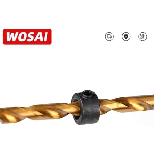 WOSAI 8pcs 3-16mm Woodworking Drill Locator Drill Bit Depth Stop Collars Ring Positioner Drill Locator Wood Drill Bit