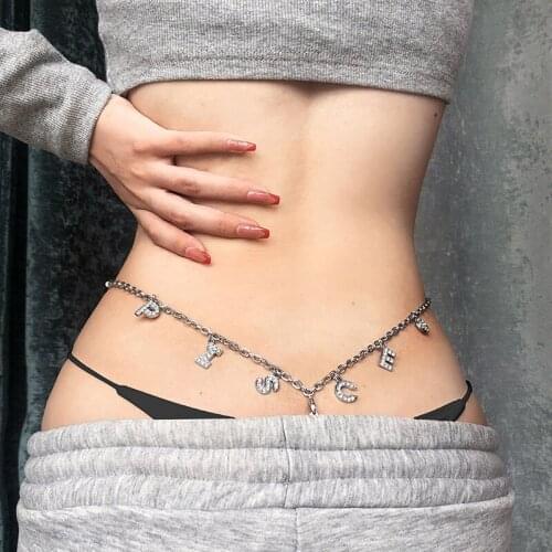 Women Panties Letter Sequined Patchwork Chain Hollow Out Underwear Thong Exotic Sexy Briefs Lingerie High Street Underpants