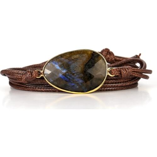 Rope Wrap Charms Bracelet Female Natural Stones Labradorite Boho For Women Pulseras Mujer Accesorios Pulseira Feminina Jewelry
