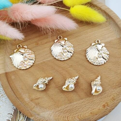10pcs Ocean Pearl Shell Conch sea snail Charms Metal Pendant for Earring DIY Jewelry Accessories