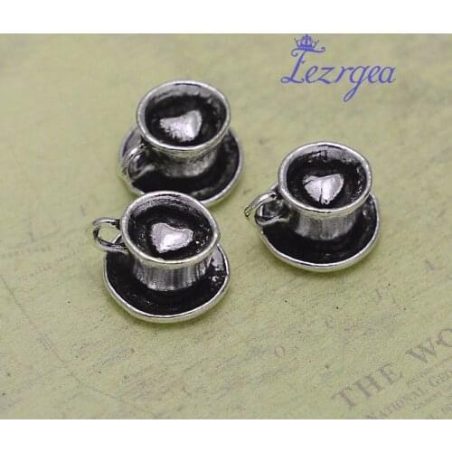 20pcs/lot--9x14mm, Coffee Cup chams, Antique silver plated 3D Lovely Coffee Cup charms,DIY supplies, Jewelry accessories