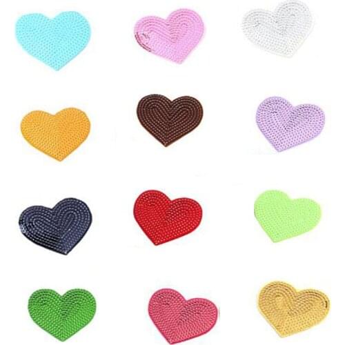 20pcs Heart Glitter Appliques parches Sequined Patches Iron On Patch For Clothing Dress Bag Hoodies Jeans Jacket Patchwork Badge