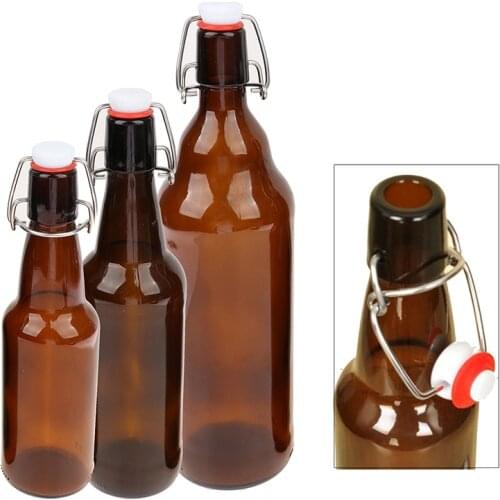 330/500/1000ml Amber Glass Beer Bottles for Home Brewing with Flip Caps