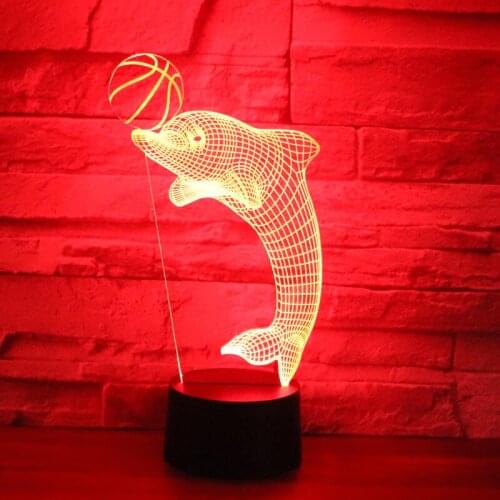 3D LED Night Light Dolphin Ball with 7 Colors Light for Home Decoration Lamp Amazing Visualization Optical Illusion Awesome