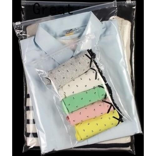 50Pcs/Lot Clear Plastic Storage Bag Ziplock Travel Bags Zip Lock Packing Pouch Cosmetic Clothing Carry Out Underwear Pouches New