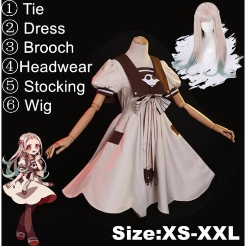6PCS Aime Toilet-bound Cosplay Costumes Jibaku Shounen Nene Yashiro Wig Hanako-kun Costume Uniform Akane Aoi Halloween dress