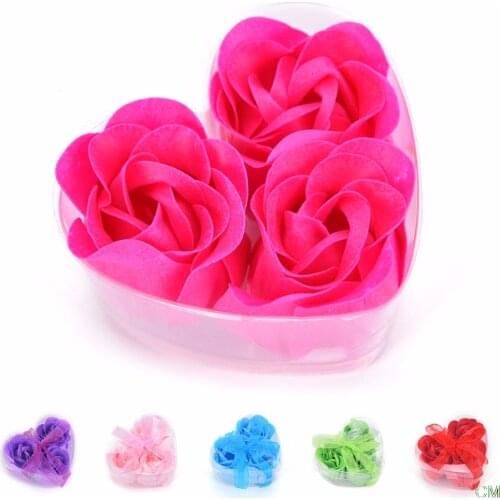 3PCS/box Scented Bath Body Flower Soap Rose Soap Birthday Valentines Day Gifts Romantic Wedding Favor Shower