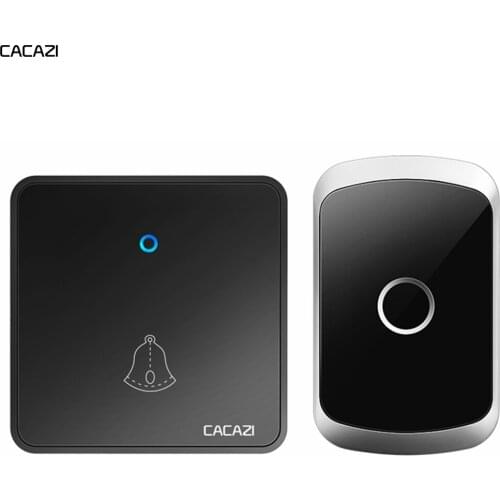 CACAZI Home Wireless Doorbell 300M Remote CR2032 Battery Waterproof Transmitter US EU UK Plug Receiver 60 Rings 0-110DB Chimes