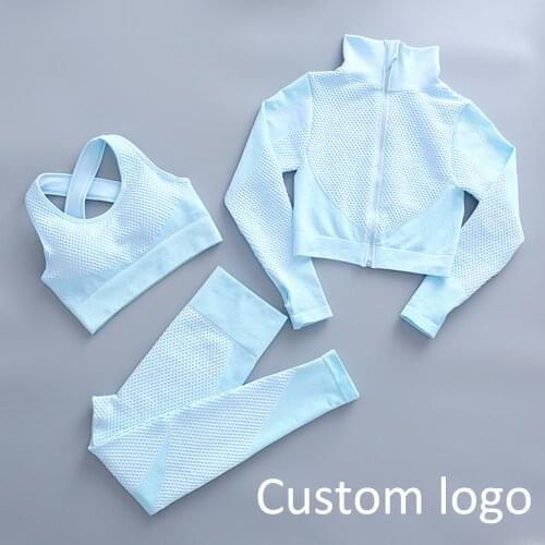 Custom logo Seamless Women Yoga Sets Sport Gym Suits Wear Running Clothes Fitness Sport Gym Set Women Long Sleeve Yoga Clothing