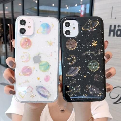 Glitter Star Clear Case for IPhone 12 11 Pro Max Mini Soft Silicone Phone Case for IPhone SE 2020 9 8 7 Plus X XR XS Coque Funda