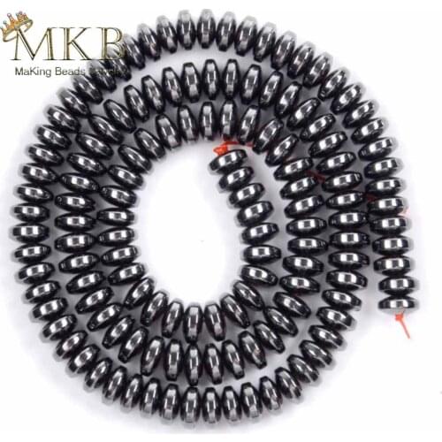6*3mm Natural Black Hematite Rondelle Beads For Jewelry Making 130pcs/strand UFO Shape Spacer Beads Diy Bracelet Jewellery