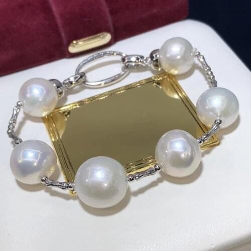 D426 Pearl Bracelet Fine Jewelry 12-14mm Natural Fresh Water White Edison Pearls Bracelets for Women Presents