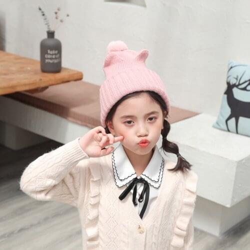 Winter Cute Ears Baby Both Hats And Scarves Cotton Soft Thick Baby Boy Girl Hat Bonnet Beanie For Children Kids Winter Caps