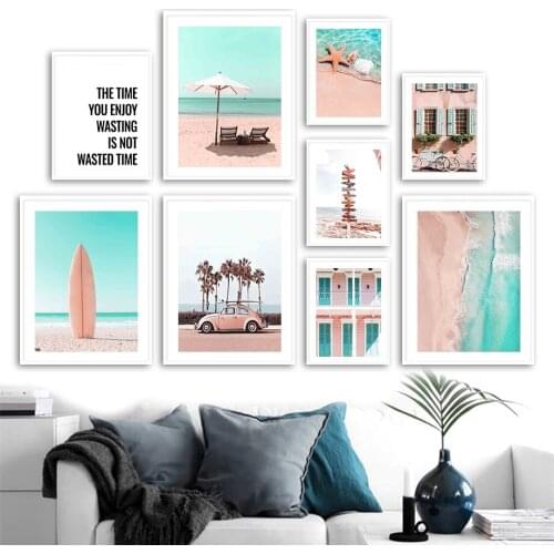 Surfboard Car Beach Starfish Beach Ocean Wall Art Canvas Painting Nordic Posters And Prints Wall Pictures For Living Room Decor