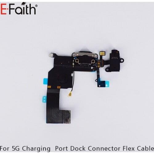 E-Faith 10pcs/lot Charger Charging Port Dock Connector Flex Cable For iPhone 5 5g Flex Ribbon Audio Jack Black And White