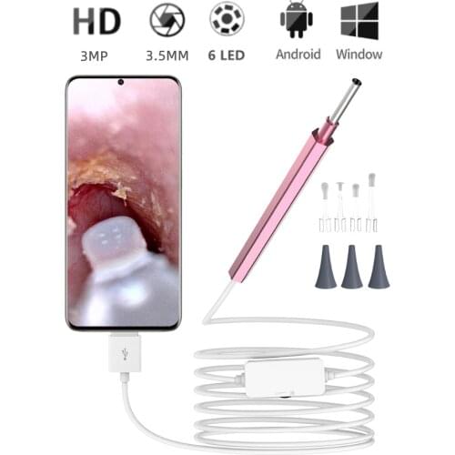 3.5mm Lens Digital Ear Otoscope In Ear Cleaning Endoscope Camera Ear Picker Tool Visual Ear Mouth Nose Inspection Android PC
