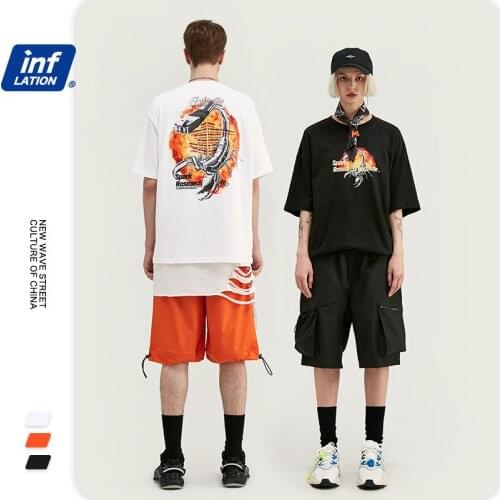 Fashion Metal Mechanical Scorpion Drop Shoulder Sleeve T-Shirt High Street Trend Hip-Hop Cotton Unisex T Shirt NO56