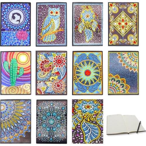 HUACAN 5d Diamond Painting Notebooks Mandala Special Shaped Diamond Art Kit Embroidery Owl Children Christmas Gift