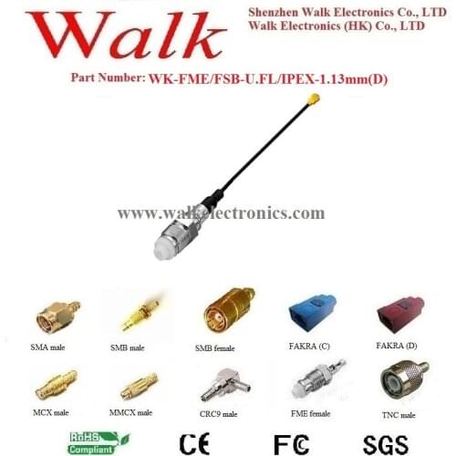 Gsm gps fme antenna interface cable: FME female straight to U.FL ipex connector with RF1.13 cable