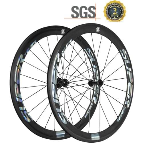Superteam Road Bike Wheels 50mm Carbon Fiber Wheelset Clincher Bicycle Wheelset 3K Glossy