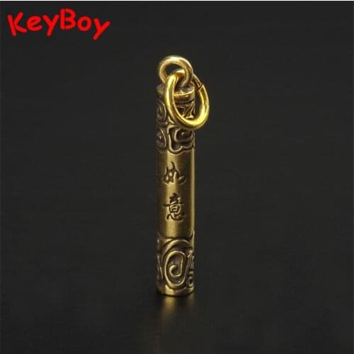 Retro Brass The Monkey King Weapon Jin Gu Bang Pendants for Necklaces Solid Copper Stick Car Keychains Waist Hangings Keyrings