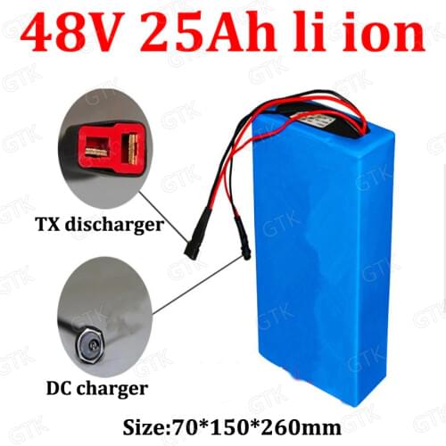GTK customized 48v 25ah lithium ion battery 18650 BMS inside 48v li-ion for 350w - 2000w electric scooter e bike + 3A charger